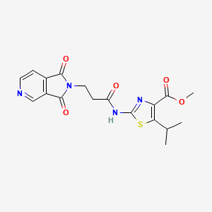 molecular formula C18H18N4O5S B12169121 methyl 2-{[3-(1,3-dioxo-1,3-dihydro-2H-pyrrolo[3,4-c]pyridin-2-yl)propanoyl]amino}-5-(propan-2-yl)-1,3-thiazole-4-carboxylate 
