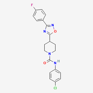 molecular formula C20H18ClFN4O2 B1216914 N-(4-chlorophenyl)-4-[3-(4-fluorophenyl)-1,2,4-oxadiazol-5-yl]-1-piperidinecarboxamide 