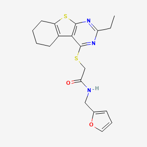 molecular formula C19H21N3O2S2 B1216916 2-[(2-ethyl-5,6,7,8-tetrahydro-[1]benzothiolo[2,3-d]pyrimidin-4-yl)thio]-N-(2-furanylmethyl)acetamide 