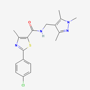 molecular formula C18H19ClN4OS B12169195 2-(4-chlorophenyl)-4-methyl-N-[(1,3,5-trimethyl-1H-pyrazol-4-yl)methyl]-1,3-thiazole-5-carboxamide 
