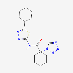 molecular formula C16H23N7OS B12169284 N-(5-cyclohexyl-1,3,4-thiadiazol-2-yl)-1-(1H-tetrazol-1-yl)cyclohexanecarboxamide 