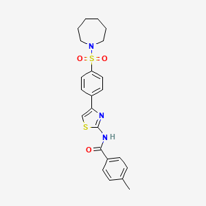 molecular formula C23H25N3O3S2 B12169324 N-{4-[4-(azepan-1-ylsulfonyl)phenyl]-1,3-thiazol-2-yl}-4-methylbenzamide 