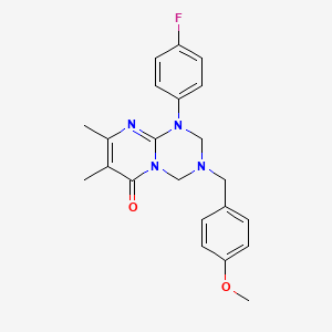 molecular formula C22H23FN4O2 B12169339 1-(4-fluorophenyl)-3-(4-methoxybenzyl)-7,8-dimethyl-1,2,3,4-tetrahydro-6H-pyrimido[1,2-a][1,3,5]triazin-6-one 