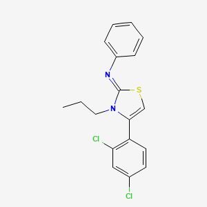 molecular formula C18H16Cl2N2S B12169344 4-(2,4-Dichlorophenyl)-2-(phenylazamethylene)-3-propyl-1,3-thiazoline CAS No. 1049986-10-8