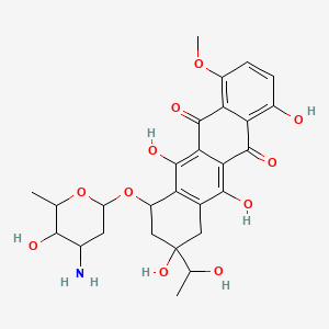 molecular formula C27H31NO11 B1216935 7-(4-amino-5-hydroxy-6-methyloxan-2-yl)oxy-1,6,9,11-tetrahydroxy-9-(1-hydroxyethyl)-4-methoxy-8,10-dihydro-7H-tetracene-5,12-dione CAS No. 74273-36-2