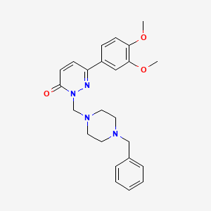 molecular formula C24H28N4O3 B12169371 2-[(4-benzylpiperazin-1-yl)methyl]-6-(3,4-dimethoxyphenyl)pyridazin-3(2H)-one 