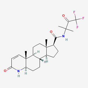 molecular formula C24H33F3N2O3 B1216939 (1S,3aS,3bS,5aR,9aR,9bS,11aS)-9a,11a-dimethyl-7-oxo-N-(4,4,4-trifluoro-2-methyl-3-oxobutan-2-yl)-1,2,3,3a,3b,4,5,5a,6,9b,10,11-dodecahydroindeno[5,4-f]quinoline-1-carboxamide CAS No. 156990-25-9