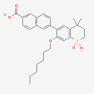 molecular formula C29H34O5S B1216943 6-(7-(Heptyloxy)-3,4-dihydro-4,4-dimethyl-1,1-dioxido-2H-1-benzothiopyran-6-yl)-2-naphthalenecarboxylic acid CAS No. 153049-52-6