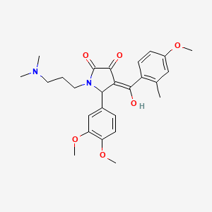 molecular formula C26H32N2O6 B12169442 5-(3,4-dimethoxyphenyl)-1-[3-(dimethylamino)propyl]-3-hydroxy-4-[(4-methoxy-2-methylphenyl)carbonyl]-1,5-dihydro-2H-pyrrol-2-one 