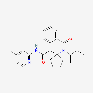 molecular formula C24H29N3O2 B12169528 2'-(butan-2-yl)-N-(4-methylpyridin-2-yl)-1'-oxo-1',4'-dihydro-2'H-spiro[cyclopentane-1,3'-isoquinoline]-4'-carboxamide 