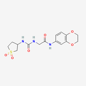 molecular formula C15H19N3O6S B12169556 N-(2,3-dihydro-1,4-benzodioxin-6-yl)-N~2~-[(1,1-dioxidotetrahydrothiophen-3-yl)carbamoyl]glycinamide 