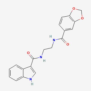 molecular formula C19H17N3O4 B12169569 N-{2-[(1,3-benzodioxol-5-ylcarbonyl)amino]ethyl}-1H-indole-3-carboxamide 