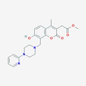 molecular formula C23H25N3O5 B12169608 methyl (7-hydroxy-4-methyl-2-oxo-8-{[4-(pyridin-2-yl)piperazin-1-yl]methyl}-2H-chromen-3-yl)acetate 