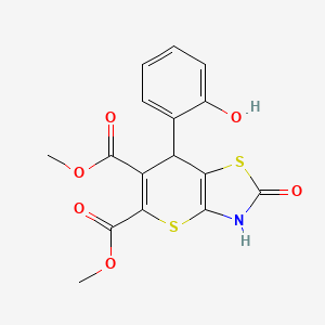 molecular formula C16H13NO6S2 B12169701 7-(2-Hydroxy-phenyl)-2-oxo-3,7-dihydro-2H-thiopyrano[2,3-d]thiazole-5,6-dicarboxylic acid dimethyl ester 