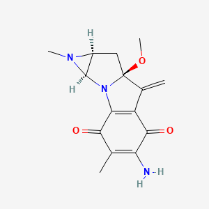 molecular formula C15H17N3O3 B1216971 Azirino(2',3':3,4)pyrrolo(1,2-a)indole-4,7-dione, 1,1a,2,8,8a,8b-hexahydro-6-amino-8a-methoxy-1,5-dimethyl-8-methylene-, (1aS-(1a-alpha,8a-alpha,8b-alpha))- CAS No. 74148-46-2