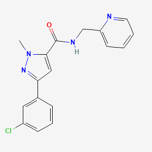 molecular formula C17H15ClN4O B12169768 3-(3-chlorophenyl)-1-methyl-N-(pyridin-2-ylmethyl)-1H-pyrazole-5-carboxamide 