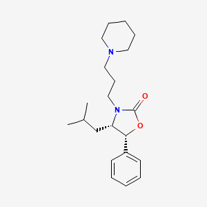molecular formula C21H32N2O2 B1216977 (4S-cis)-4-(2-Methylpropyl)-5-phenyl-3-(3-(1-piperidinyl)propyl)-2-oxazolidinone CAS No. 104527-96-0