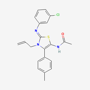 molecular formula C21H20ClN3OS B12169790 N-[(2Z)-2-[(3-chlorophenyl)imino]-4-(4-methylphenyl)-3-(prop-2-en-1-yl)-2,3-dihydro-1,3-thiazol-5-yl]acetamide 