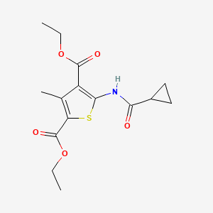 molecular formula C15H19NO5S B12169831 Diethyl 5-[(cyclopropylcarbonyl)amino]-3-methylthiophene-2,4-dicarboxylate 
