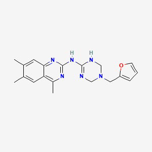 molecular formula C19H22N6O B12169877 (5-Furan-2-ylmethyl-1,4,5,6-tetrahydro-[1,3,5]triazin-2-yl)-(4,6,7-trimethyl-quinazolin-2-yl)-amine 