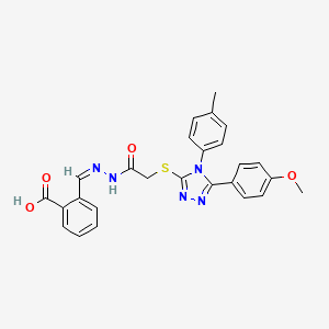 molecular formula C26H23N5O4S B12169902 2-{(Z)-[2-({[5-(4-methoxyphenyl)-4-(4-methylphenyl)-4H-1,2,4-triazol-3-yl]sulfanyl}acetyl)hydrazinylidene]methyl}benzoic acid 