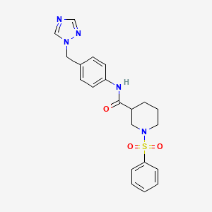 molecular formula C21H23N5O3S B12169903 1-(phenylsulfonyl)-N-[4-(1H-1,2,4-triazol-1-ylmethyl)phenyl]piperidine-3-carboxamide 