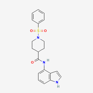 molecular formula C20H21N3O3S B12169946 N-(1H-indol-4-yl)-1-(phenylsulfonyl)piperidine-4-carboxamide 