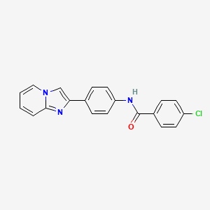 molecular formula C20H14ClN3O B1217000 4-chloro-N-(4-imidazo[1,2-a]pyridin-2-ylphenyl)benzamide 