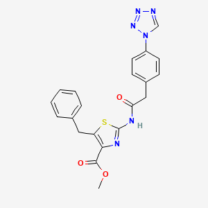 molecular formula C21H18N6O3S B12170065 methyl 5-benzyl-2-({[4-(1H-tetrazol-1-yl)phenyl]acetyl}amino)-1,3-thiazole-4-carboxylate 