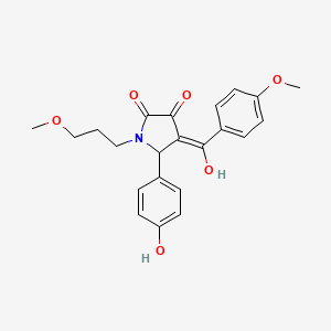 molecular formula C22H23NO6 B12170122 3-hydroxy-5-(4-hydroxyphenyl)-4-[(4-methoxyphenyl)carbonyl]-1-(3-methoxypropyl)-1,5-dihydro-2H-pyrrol-2-one 