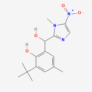 molecular formula C16H21N3O4 B1217019 1H-Imidazole-2-methanol, alpha-(3-(1,1-dimethylethyl)-2-hydroxy-5-methylphenyl)-1-methyl-5-nitro- CAS No. 149396-90-7