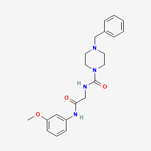 molecular formula C21H26N4O3 B12170241 4-benzyl-N-(2-((3-methoxyphenyl)amino)-2-oxoethyl)piperazine-1-carboxamide 