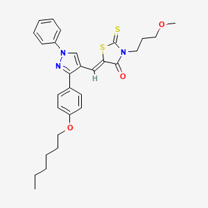molecular formula C29H33N3O3S2 B12170272 (5Z)-5-({3-[4-(hexyloxy)phenyl]-1-phenyl-1H-pyrazol-4-yl}methylidene)-3-(3-methoxypropyl)-2-thioxo-1,3-thiazolidin-4-one 