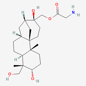 molecular formula C22H37NO5 B1217043 [(1R,2R,5S,6S,7S,10R,12S,13S)-5,13-dihydroxy-6-(hydroxymethyl)-2,6-dimethyl-13-tetracyclo[10.3.1.01,10.02,7]hexadecanyl]methyl 2-aminoacetate 