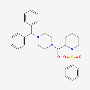 molecular formula C29H33N3O3S B12170454 1-[1-(Benzenesulfonyl)piperidine-2-carbonyl]-4-(diphenylmethyl)piperazine 