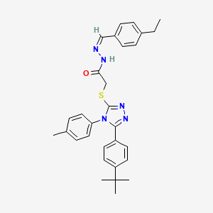 molecular formula C30H33N5OS B12170479 2-{[5-(4-tert-butylphenyl)-4-(4-methylphenyl)-4H-1,2,4-triazol-3-yl]sulfanyl}-N'-[(Z)-(4-ethylphenyl)methylidene]acetohydrazide 