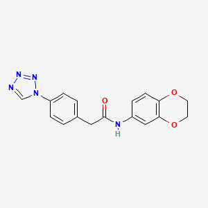 molecular formula C17H15N5O3 B12170494 N-(2,3-dihydro-1,4-benzodioxin-6-yl)-2-[4-(1H-tetrazol-1-yl)phenyl]acetamide 