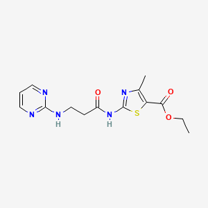 molecular formula C14H17N5O3S B12170542 Ethyl 4-methyl-2-(3-(pyrimidin-2-ylamino)propanamido)thiazole-5-carboxylate 
