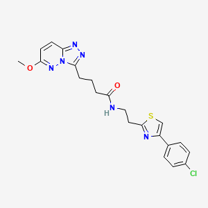 molecular formula C21H21ClN6O2S B12170674 N-(2-(4-(4-chlorophenyl)thiazol-2-yl)ethyl)-4-(6-methoxy-[1,2,4]triazolo[4,3-b]pyridazin-3-yl)butanamide 