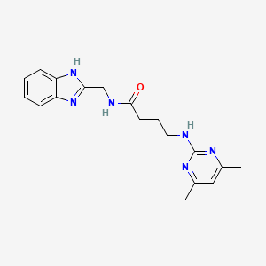 molecular formula C18H22N6O B12170688 N-(1H-benzimidazol-2-ylmethyl)-4-[(4,6-dimethylpyrimidin-2-yl)amino]butanamide 