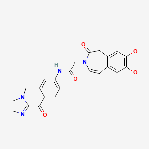 molecular formula C25H24N4O5 B12170695 2-(7,8-dimethoxy-2-oxo-1,2-dihydro-3H-3-benzazepin-3-yl)-N-{4-[(1-methyl-1H-imidazol-2-yl)carbonyl]phenyl}acetamide 