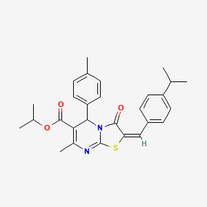 molecular formula C28H30N2O3S B12170717 propan-2-yl (2E)-7-methyl-5-(4-methylphenyl)-3-oxo-2-[4-(propan-2-yl)benzylidene]-2,3-dihydro-5H-[1,3]thiazolo[3,2-a]pyrimidine-6-carboxylate 