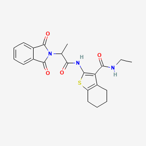 molecular formula C22H23N3O4S B12170763 2-[2-(1,3-dioxo-2,3-dihydro-1H-isoindol-2-yl)propanamido]-N-ethyl-4,5,6,7-tetrahydro-1-benzothiophene-3-carboxamide 