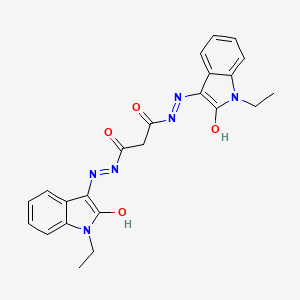 molecular formula C23H22N6O4 B12170837 N'~1~-[(3E)-1-ethyl-2-oxo-1,2-dihydro-3H-indol-3-ylidene]-N'~3~-[(3Z)-1-ethyl-2-oxo-1,2-dihydro-3H-indol-3-ylidene]propanedihydrazide 