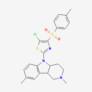 molecular formula C23H24ClN3O2S2 B12170865 5-chloro-2-{2,8-dimethyl-1H,2H,3H,4H,4aH,5H,9bH-pyrido[4,3-b]indol-5-yl}-4-(4-methylbenzenesulfonyl)-1,3-thiazole 