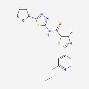 molecular formula C19H21N5O2S2 B12170948 4-methyl-2-(2-propylpyridin-4-yl)-N-(5-(tetrahydrofuran-2-yl)-1,3,4-thiadiazol-2-yl)thiazole-5-carboxamide 