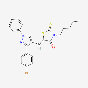 molecular formula C24H22BrN3OS2 B12170959 5-((3-(4-Bromophenyl)-1-phenyl-1H-pyrazol-4-yl)methylene)-3-pentyl-2-thioxothiazolidin-4-one CAS No. 307953-08-8