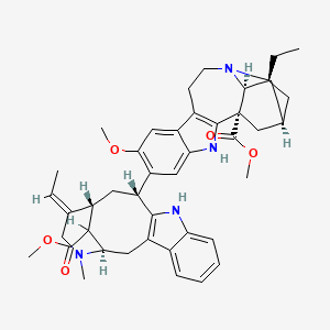 molecular formula C43H52N4O5 B1217101 methyl (1S,15R,17S,18S)-17-ethyl-6-[(1S,12R,14R,15E,18R)-15-ethylidene-18-methoxycarbonyl-17-methyl-10,17-diazatetracyclo[12.3.1.03,11.04,9]octadeca-3(11),4,6,8-tetraen-12-yl]-7-methoxy-3,13-diazapentacyclo[13.3.1.02,10.04,9.013,18]nonadeca-2(10),4,6,8-tetraene-1-carboxylate CAS No. 3371-85-5