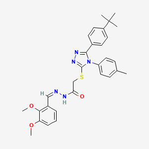 molecular formula C30H33N5O3S B12171122 2-[[5-(4-tert-butylphenyl)-4-(4-methylphenyl)-1,2,4-triazol-3-yl]sulfanyl]-N-[(E)-(2,3-dimethoxyphenyl)methylideneamino]acetamide 