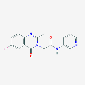 molecular formula C16H13FN4O2 B12171175 2-(6-fluoro-2-methyl-4-oxoquinazolin-3(4H)-yl)-N-(pyridin-3-yl)acetamide 
